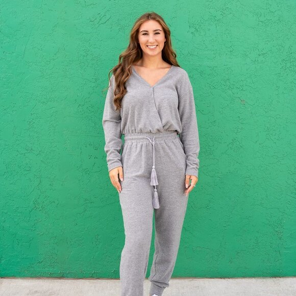 NWT - Another Love Yasmin Loungewear Jumpsuit in Heather Grey - Picture 1 of 4